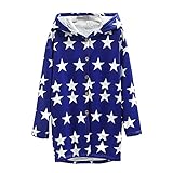Bellelhot Herbst Winter Frauen Stern Galaxis Cowboy Druck Plüsch Hoodie Outwear Elegant Langarm Hooded Knopf Jacke Mäntel Damen Freizeit Loose Pullover Taschen Kunstpelz Top mit Kapuze Bequem W