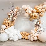 Ballon Girlande Set,Aivatoba Beige Luftballon Girlande Doppelschichten Ballongirlande Set Girlande Geburtstag Baby Shower Deko Ballons Weiß Aprikosen für Hochzeit Geburtstag Mädchen Party Dek