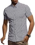 Leif Nelson Herren Hemd Kurzarm Slim Fit T-Shirt Kentkragen Stylisches Männer Freizeithemd Stretch Kurzarmhemd Jungen Basic Shirt Freizeit Sweater Sommerhemd LN3805 Weiß-Blau M