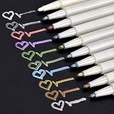 Premium Metallic Marker Stifte, Satz von 10 sortierten Farben Metallischen Stift Pens für Kartenherstellung Diy Fotoalbum Gästebuch Hochzeit Papier Glas Kunststoff Stein - feiner Spitze(1MM)