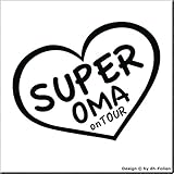 cartattoo4you® AK-00441 SUPER OMA ON Tour -K-Serie- Autoaufkleber Aufkleber Sticker Opa Herz,Farbe schwarz,in 24 Farben erhältlich, glänzend 13 x 10