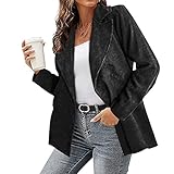 Herbst Und Winter Casual Fashion Damen Revers Einfarbig Langarm Cord Anzugjacke Lose Strickjacke D