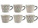 H+H Vhera Set Jumbo Tassen, Tellern, weiß/schwarz, 6 Stück