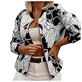 Outdoorjacke Damen,Damen Coole Kunstlederjacke Langarm Reißverschluss Ausgestattet Motorrad Mantel Herbst Kurze Jacke Slim Fit Elegant Vintage Freizeitmäntel Locker Streetwear Frauen Teenager M