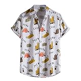 Briskorry Hawaiihemd Herren Print Muster Lose Kurzarm Stehkragen Vintage Atmungsaktiv Tops Ethnische Hemden Männer Button Down S