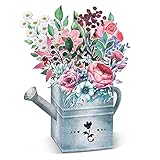 POPGIFTU® Pop-Up Karte Gießkanne und Blumen- 3D Blumenkarte für Freundin, Frau oder Mutter,Geburtstagskarte,Valentinstagkarte, Gute Besserung Karte - Handgemachte Popup mit Umschlag