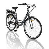 CARPAT SPORT Elektrofahrrad, 26' City Cruiser Fahrrad,klassisch graublau, Shimano Zubehör. Elektrofahrräder für Erwachsene.ebik