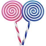 COM-FOUR® 2X künstliche Lollipops, unechte Deko Lutscher aus Kunststoff, Sweet-Sugar Süßigkeit 22,5cm [Farbe variiert]