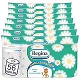 Regina Kamillenpapier 3-lagiges Toilettenpapier | 56 Rollen-Packung (7 x 8 Einzelpackungen) | 150 Blatt pro Rolle | Sanft und zuverlässig | Mit einem Hauch von Kamille | FSC-zertifiziertes Pap