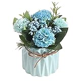 Hopeful kunstblumen deko Künstliches Hortensien-Topfornament im europäischen Stil mit Vase Geeignet für Hochzeits-, Raum- und Gartendekoration als Geschenk für Freunde und F