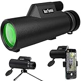 Jiaer Sentai Monokular Teleskop 12 * 50 Hochleistungs Vergrößerungs Monokular BAK4-Prisma FMC und Wasserdicht mit Halterung & Stativ für Vogelbeobachtung, Ballspiele, Konzert,Landschaft.（Schwarz）