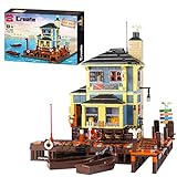 YOU339 Hausbaustein, Modular Building Architekturmodell Der Street View Serie Strand Fischer Tauchshop Bricks Spielzeug mit 5 Figuren Kompatibel mit Lego (1460Teile)