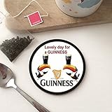 BigBazza Runde runde runde Holz-Untersetzer für Kaffee, Tee, Büro, Küche, Tasse, Arbeitstasse – Guinness Stout Irland, Getränke, Bar, Pub, Schuppen insp