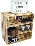 grosse geflammte massive Obstkiste 'TAMME' mit zwei Einlegeböden / Zwischenbrettern ca 55 x 55 x 30cm Bücherregal / Schuhregalkiste Regalkiste Apfelkiste / Weinkiste Regalkiste Ablagereg