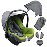 BAMBINIWELT Ersatzbezug für Maxi-Cosi CabrioFix 6-tlg. GRAU/HELLGRÜN, Bezug für Babyschale, Komplett-Set XX