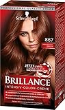 SCHWARZKOPF BRILLANCE Intensiv-Color-Creme 867 Mahagoni-Braun Stufe 3, mit extra Diamant-Glanz-Nachbehandlung, 3er Pack (3 x 143 ml)