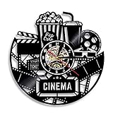 hxjie Film Design Popcorn Radierung Vinyl LP Schallplatte Vintage Handgemachte Wanduhr Einweihungsgeschenk Jugendzimmer Dekoration 12 Z