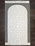 Imanpaper - Muslimische Gebetsteppich dick und weich | Namaz-LIK Seccade, Gebets Matte | Salah Sejadah, Islamic Prayer mat Rug, für das Gebet im Islam Idee (1. Grau-Weiß)