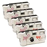 5x PHOTO PORST Hochzeitskamera mit Schmetterling / Einwegkamera / Partykamera (je 27 Fotos, mit Blitz, 5-er Pack)