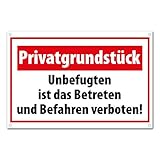 Hochwertiges Schild aus Alu-Dibond mit Anti Graffiti Lackierung ' PRIVATGRUNDSTÜCK' 200 x 300 mm rechteckig | Betreten verboten | Befahren Verboten | Hinweisschild aus Wetterfestem Alu / Dib