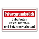 Hochwertiges Schild aus Alu-Dibond mit Anti Graffiti Lackierung ' PRIVATGRUNDSTÜCK' 200 x 300 mm rechteckig | Betreten verboten | Befahren Verboten | Hinweisschild aus Wetterfestem Alu / Dib