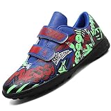 VTASQ Fussballschuhe Kinder Professionelle Athletics Fußballschuhe Jungen Trainingsschuhe Mädchen Turnschuhe Klettverschluss Outdoor Sportschueh Blau EU 37