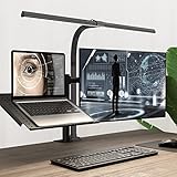 KableRika Schreibtischlampe LED,24W Schreibtischlampe klemmbar,Augenschutz Verstellbarer Schwanenhals Klemmleuchte,Dimmbar Architektenlampe,Berührungssteuerung Büro Tischlampe,Auto-Dimmen,6 Farb
