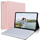 IVEOPPE Schutzhülle mit Tastatur für Samsung Galaxy Tab A 10.1 2019, spanische Bluetooth-Tastatur Ñ für Samsung Tab A 10.1 T510/T515 2019, Roség