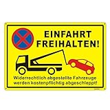 Goodvia Einfahrt Freihalten Schild Metall 45 * 30 cm - Schild Parken Verboten Einfahrt Freihalten Aluminium - Einfahrt Freihalten Schilder mit Löchern, Reflektierend und W