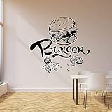 hhhjjj Burger Wandtattoos Fast Food Café Restaurant Restaurant Dekoration Vinyl Kindergarten Kinderzimmer Innenwandaufkleber Dekoration 57x54cm-44x42