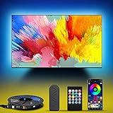 LED Strip 4.5M, Hedorance LED TV Hintergrundbeleuchtung für 55-75 Zoll Fernseher und PC USB LED Beleuchtung mit App-Steuerung und Fernbedienung Music Sync RGB-Farbwechsel, USB-Betrieb für TV Kü