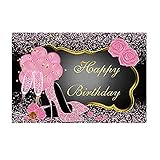 GOZAR Sweet Pink Happy Birthday Fotografie Hintergrund Rose Shiny Pailletten High Heels Party Hintergrund-220 * 150CM