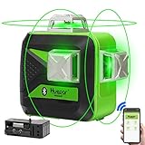 Huepar 3 x 360 Kreuzlinienlaser mit Bluetooth, Umschaltbar Selbstnivellierenden Drei 360°-Laserlinie, Grüner 360 Grad Laser Level mit Bluetooth-Verbindungsfunktion, Sichtbarkeit Einstellbar - 603CG-BT