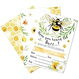 WERNNSAI Bienen Party Einladung - 20 Set Einladungskarten mit Umschlägen Biene Geburtstag für Kinder Mädchen Baby Dusche Bienen Partyzubehör Doppelseitig Gedruckte Einladung