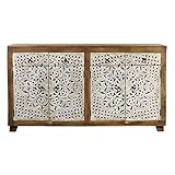 Sideboard Fares Indische Kommode aus Mangoholz im rustikalen Design Oriental Antik Whitewash Natur 160
