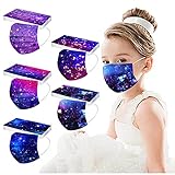 MEALLING 50 Stück Mundschutz Gesicht_Masken Kinder 3-lagig Einweg Gesicht_Maske Mund Nasenschutz mit Motiv Bunt Cartoon Print Tücher Atmungsaktiv Mund-Tuch Bandana Halstuch Schals für Männer F