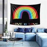 Wandteppich, Regenbogenfarben auf schwarzer, bunter Linie, Heimdekoration, Schwulen und Lesben, Wandteppiche für Schlafzimmer, Wohnzimmer, Wohnheim, Wandbehang, 150 x 100