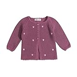 YQYJA Kleinkind Baby Mädchen Wolle Strickjacke Strickpullover Mantel Jacken Herbst Winter Oberbekleidung Outfit (Violett, 12-18 Monate)