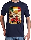 adrotes® Vespa Roadtrip - Vintage T-Shirt - Gr. S-5XL (XL, Navy)
