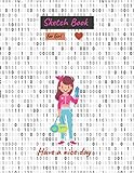Sketch Book for Girl, drawing, painting, sketching or doodling,, Binary matrix code computer data stream digital security codes gray coding ... cover, 100 pages - Large(8.5 x 11 inches)