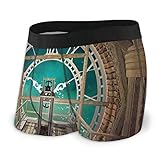 Moruolin Mens Funny Boxers Shorts Underwear,Fantasy Background Print of Inside View of Clock Tower Wooden Mezzanine,L