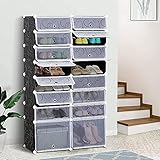 YanQx Großes 16-Cube DIY-Schuhregal tragbarer ineinandergreifender Kunststoffschrank S