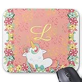 Mauspad mit seidenweicher Textiloberfl?che - Mouse Pad Paradise (antistatische Wirkung - perfekte Gleiteigenschaft PC / Computer Mousepad)-bezaubernd schlafendes einhorn und blumen monog