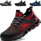 SUADEEX Sicherheitsschuhe Damen Herren Arbeitsschuhe Leicht Sportlich Stahlkappenschuhe Rot 40 EU