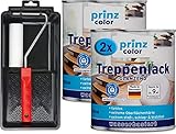 prinzcolor Premium Treppenlack Treppensiegel Klarlack Holzsiegel Set Farblos - Glänzend 1,5l - Lack