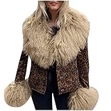 Winterjacke Damen Sexy einfarbige bauchfreie Oberteile Langarmshirts mit Pelzkragen Cardigan Bluse mit Knopfleiste vorne Y2K Motorradjacke Herbst Bomberjacken Schmale Tunika Oberteile Übergangsjack