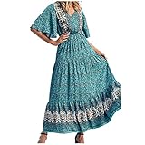 Mingfa.y Damen Strandkleid Boho Tunika Damen Sommerkleid Kurzarm Blumen Sommerkleider Damen Knielang leinen raffiniert minikleid Damen Winter schwarz weiß Kurzarm Kleid schwarz spaghettiträg