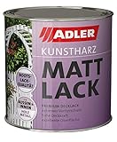 ADLER Kunstharz Mattlack Weiß, Weiß 750 ml - Lack matt, geruchsarm gute Wetterbeständigkeit und hohe Deckkraft - Kunstharzlack in Bootslack Q