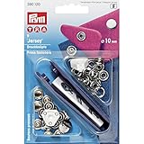 Prym 390120 Nähfrei-Druckknopf Jersey gl. Kappe Messing 10 mm silberfarbig, metal, 12