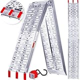 Masko® Auffahrrampe 340kg Faltbare ALU Verladerampe Max 680kg* Pro Paar Verladeschiene Antirutsch Klappbar max. 340kg* pro Stück Motorrad ATV Quad PKW Auto Laderampe, Menge:1x Auffahrramp
